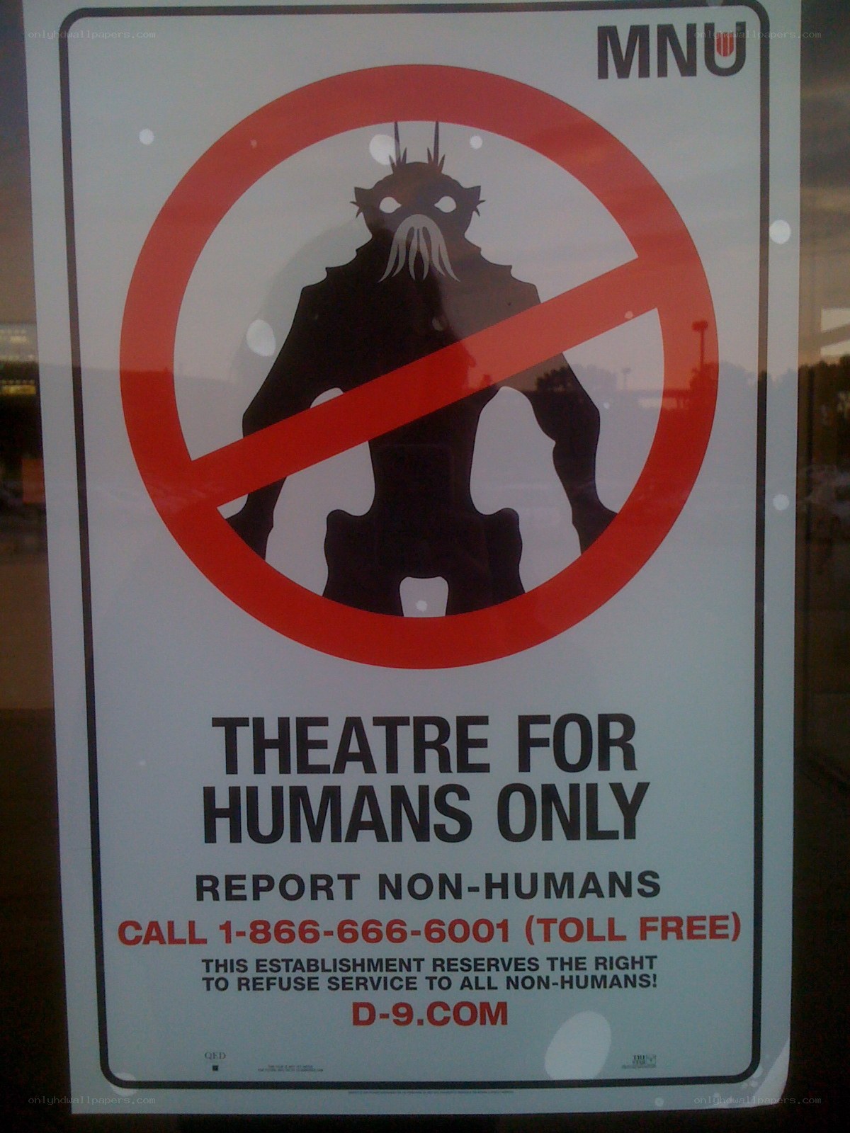 Theatre for Humans Only sign