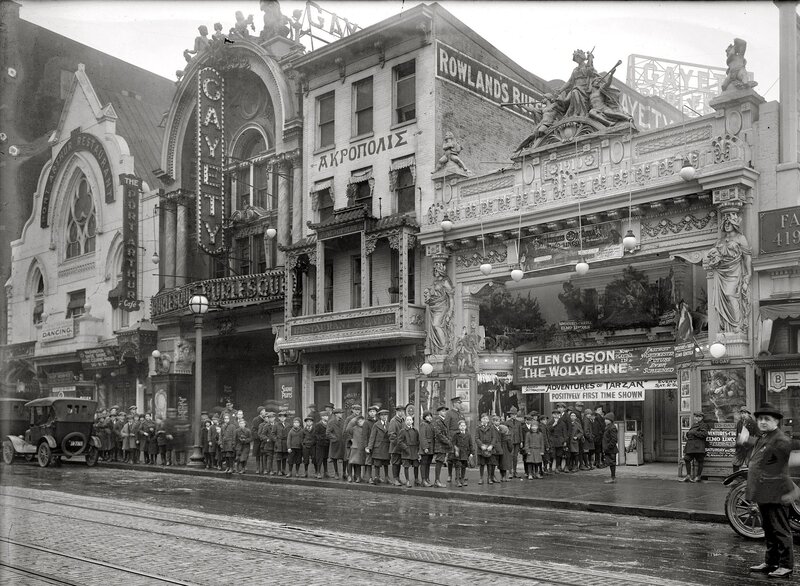 Theatres on a busy street