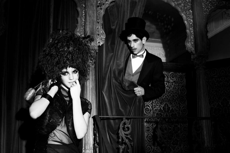 Theatrical couple in vintage attire