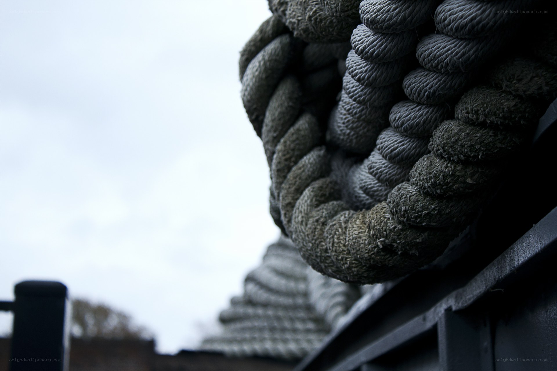 thick rope coiled on a ship