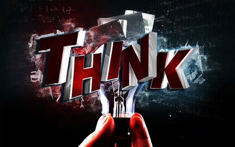Think concept with light bulb