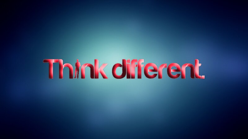 Think Different text on blue background