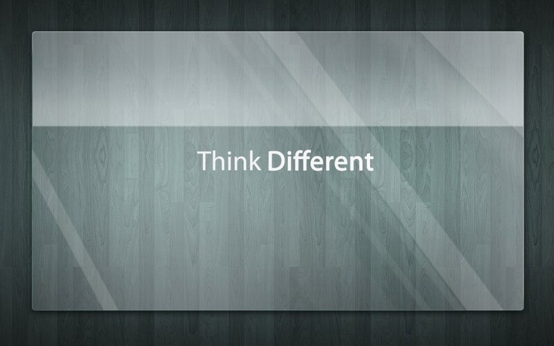 Think Different text on glass