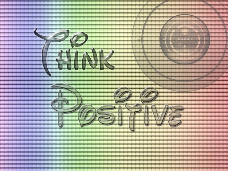 Think Positive text on rainbow background