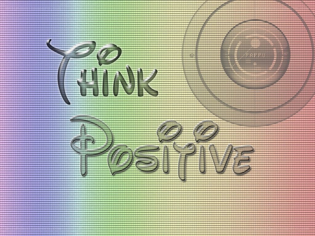 Think Positive text on rainbow background