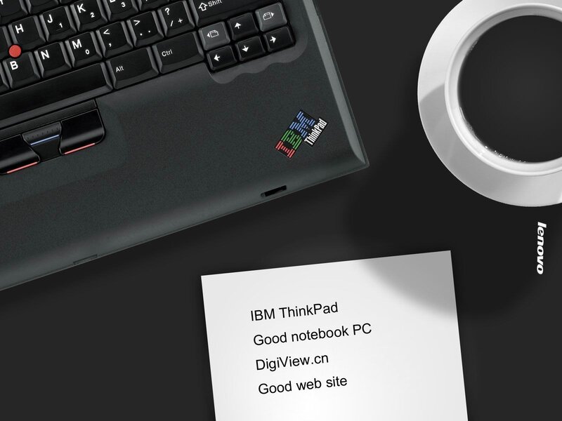 ThinkPad laptop with coffee