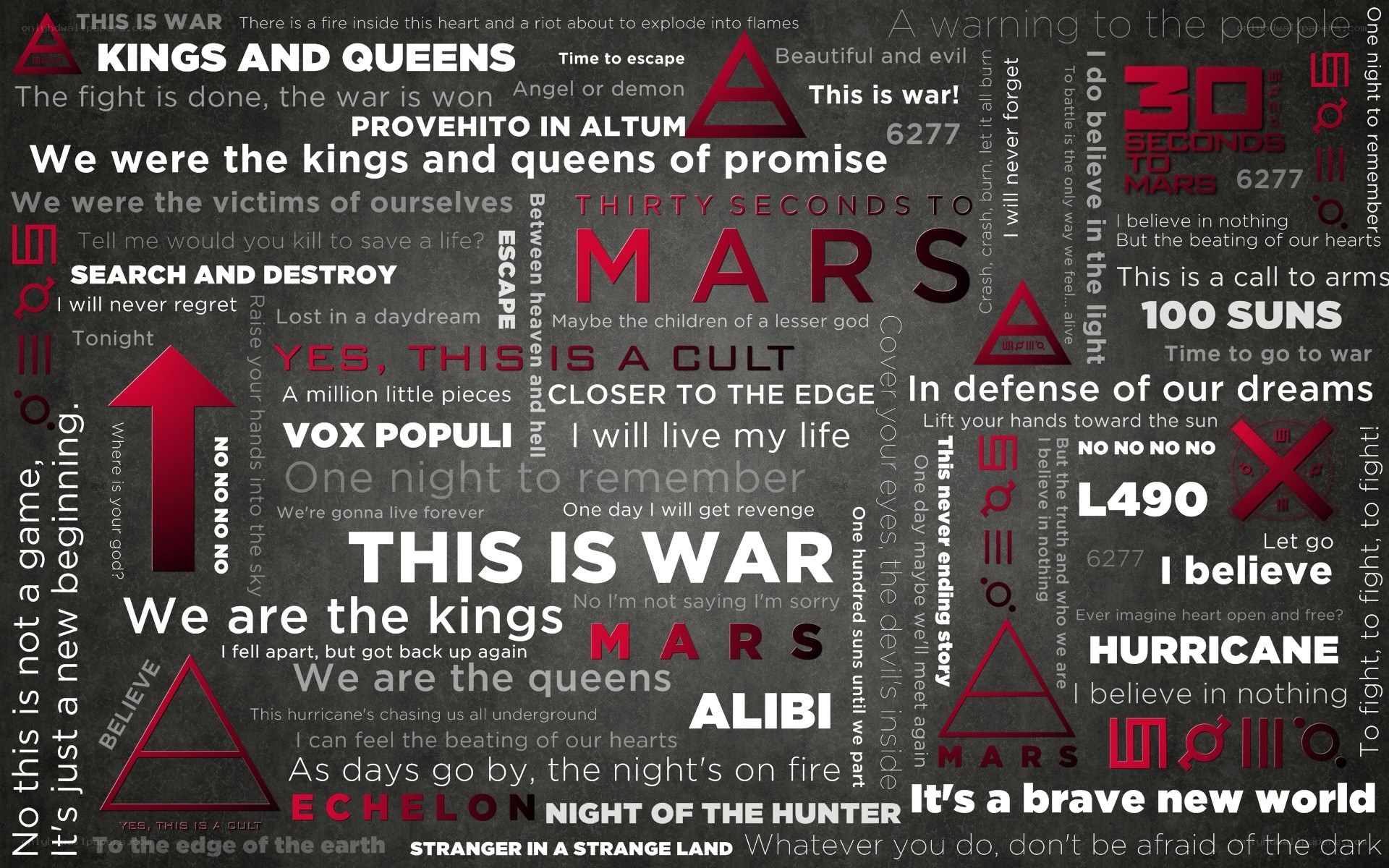 Thirty Seconds to Mars lyrics collage