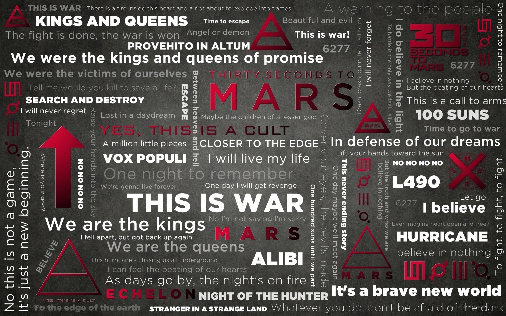 Thirty Seconds to Mars lyrics collage
