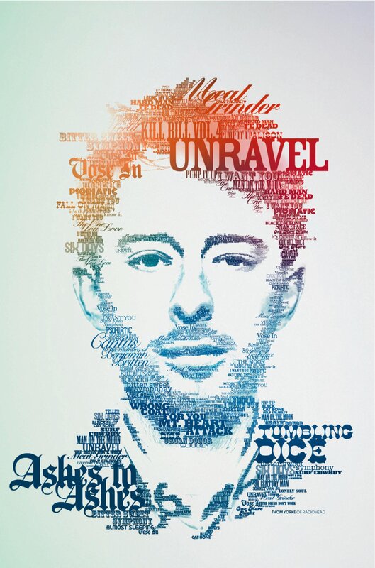 Thom Yorke word art portrait