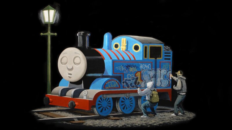 Thomas the Tank Engine — Blue, Dramatic, Night, Illustration
