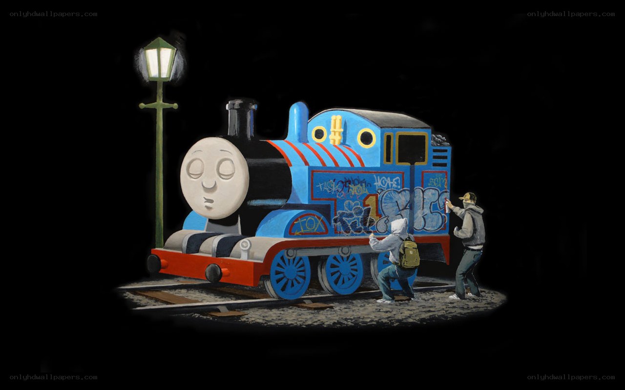 Thomas the Tank Engine with graffiti