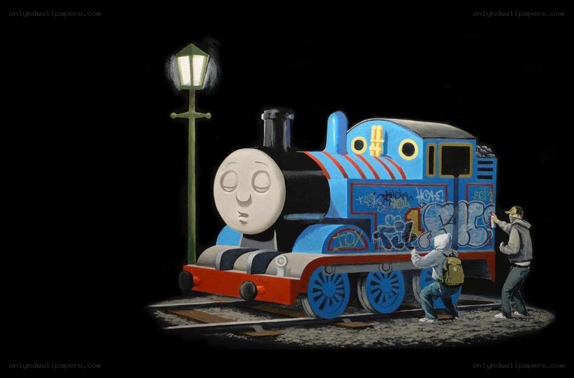 Thomas the Tank Engine with graffiti