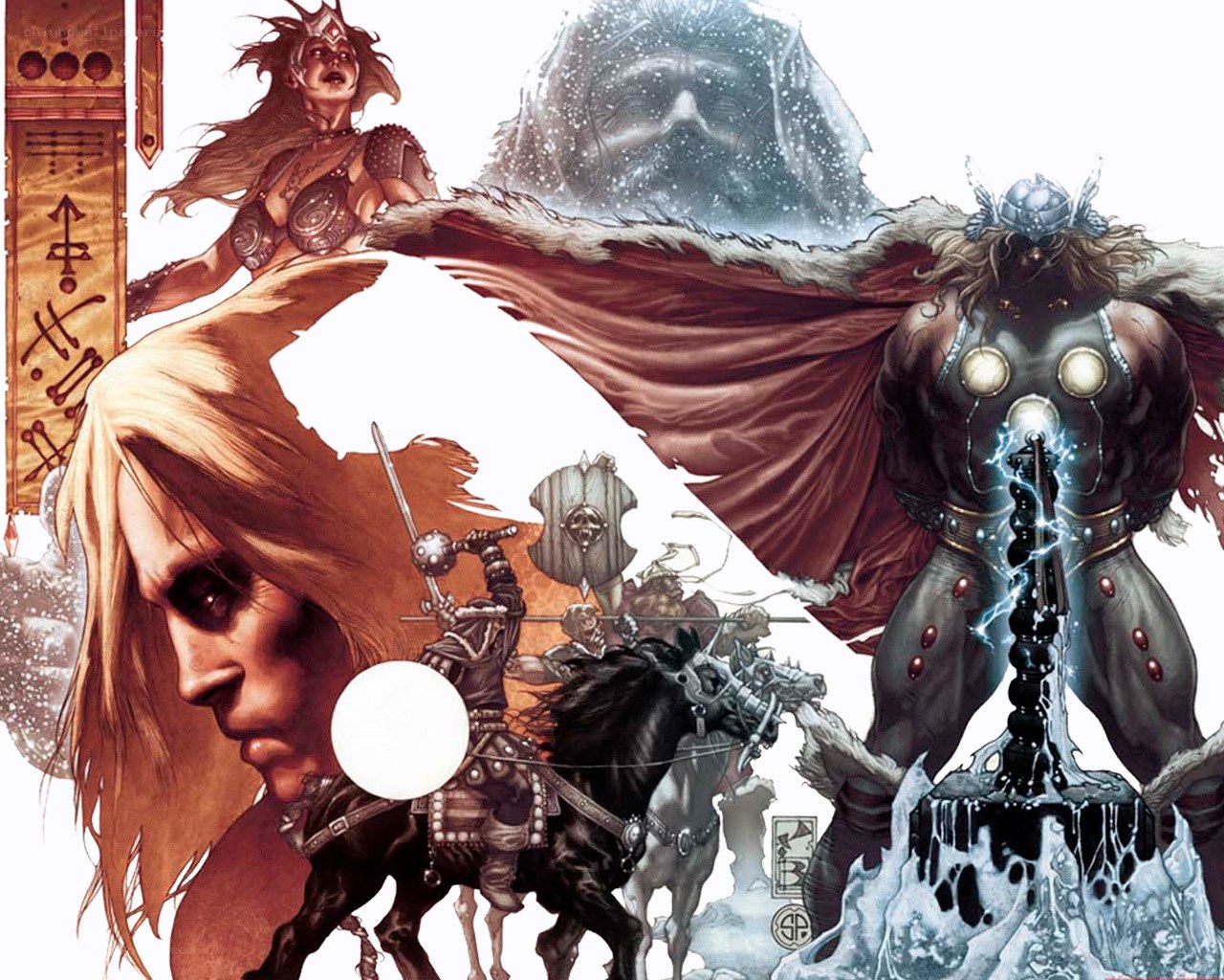 Thor and Asgardian warriors