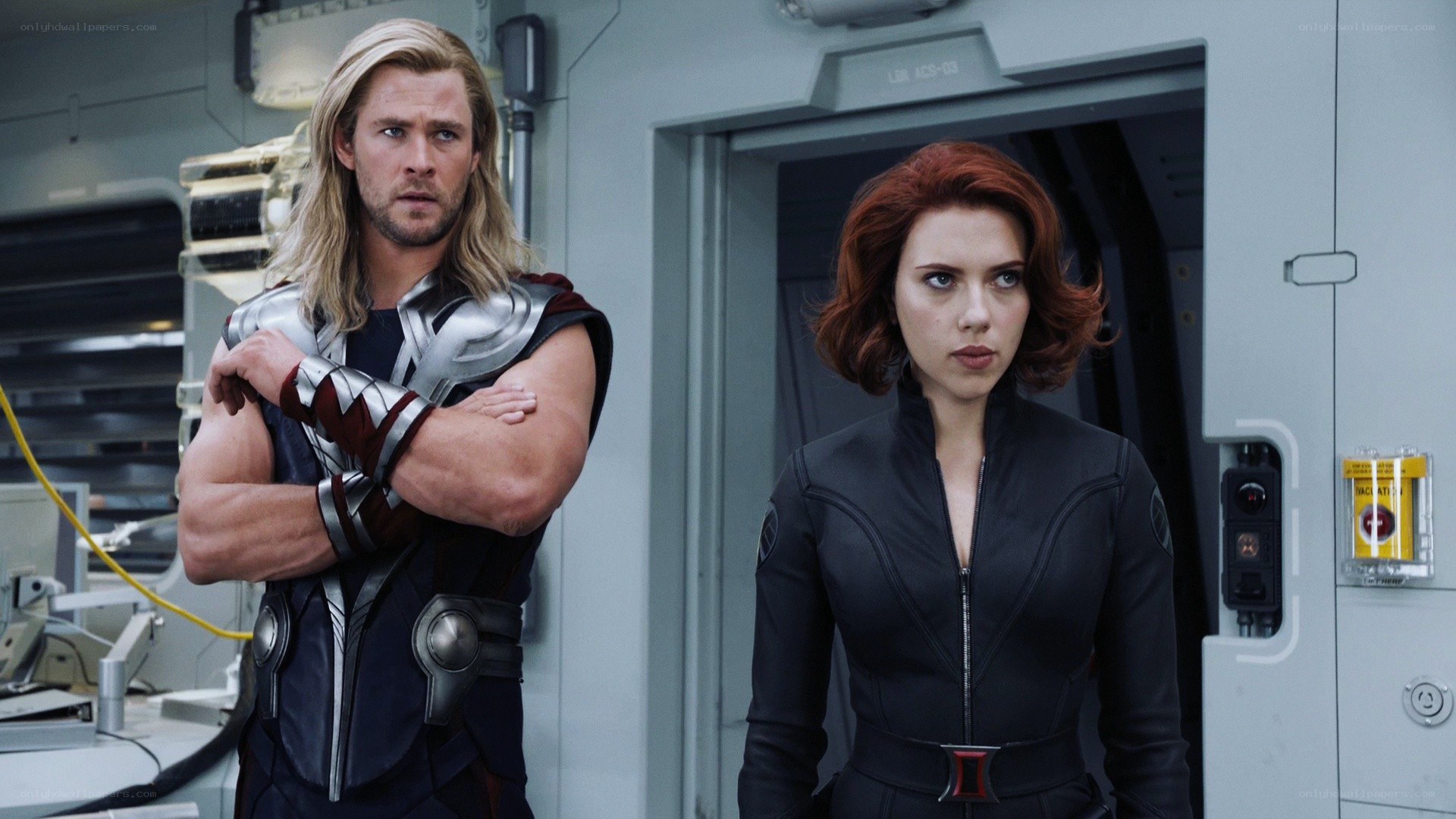 Thor and Black Widow in a lab