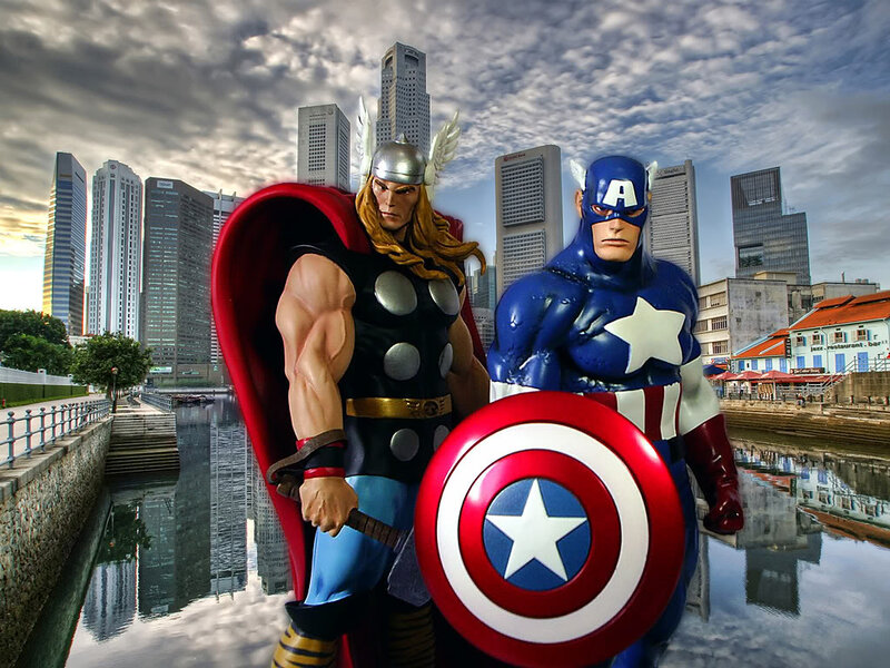 Thor and Captain America — Blue