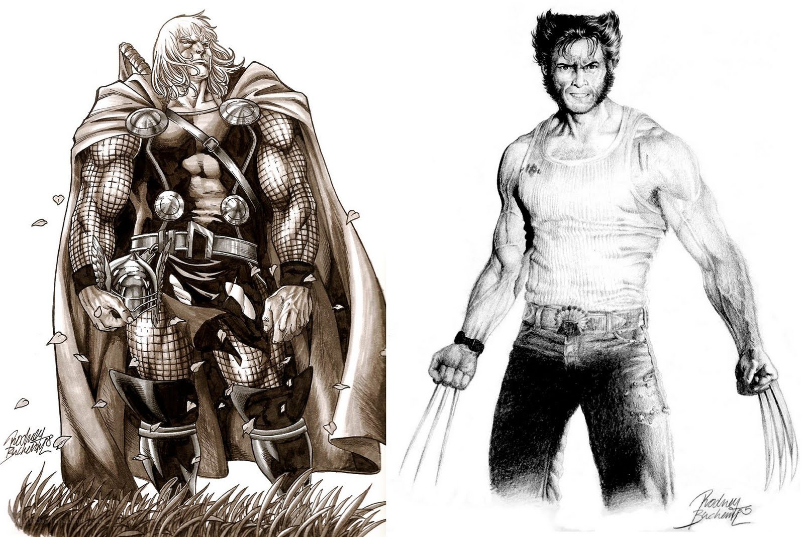 Thor and Wolverine sketches