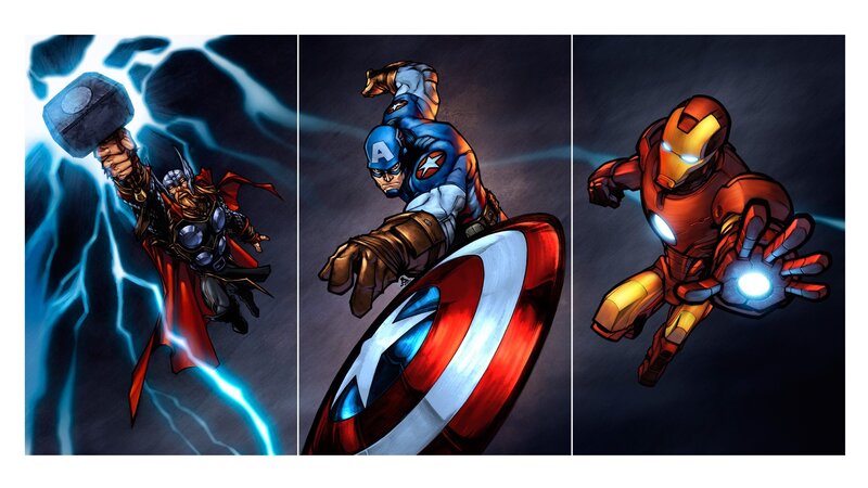 Thor, Captain America, Iron Man — Blue