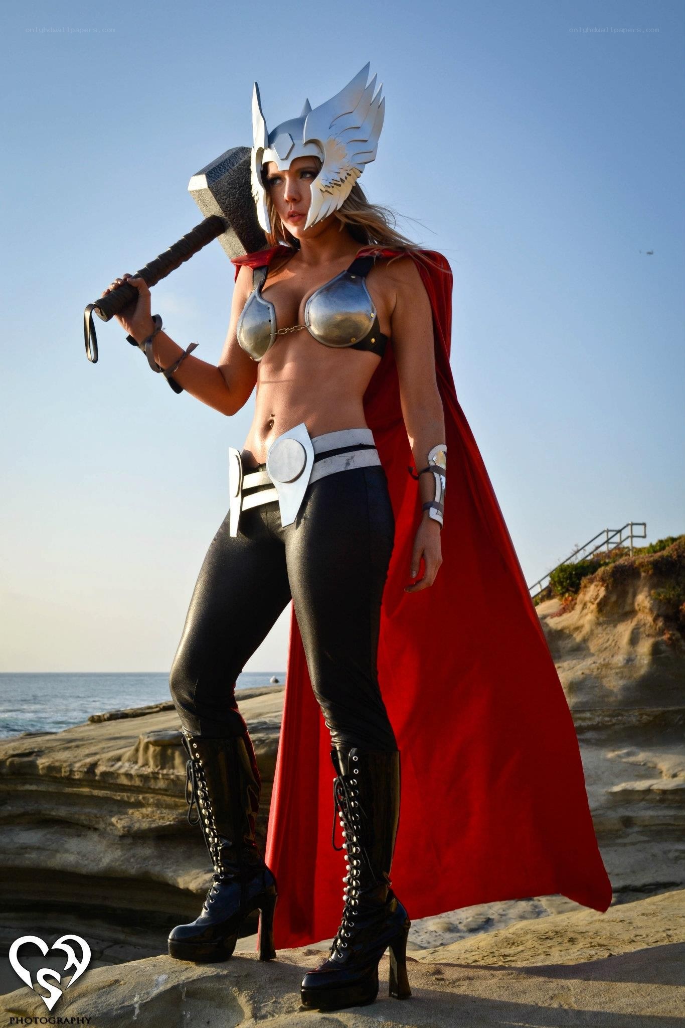 Thor cosplay at the beach