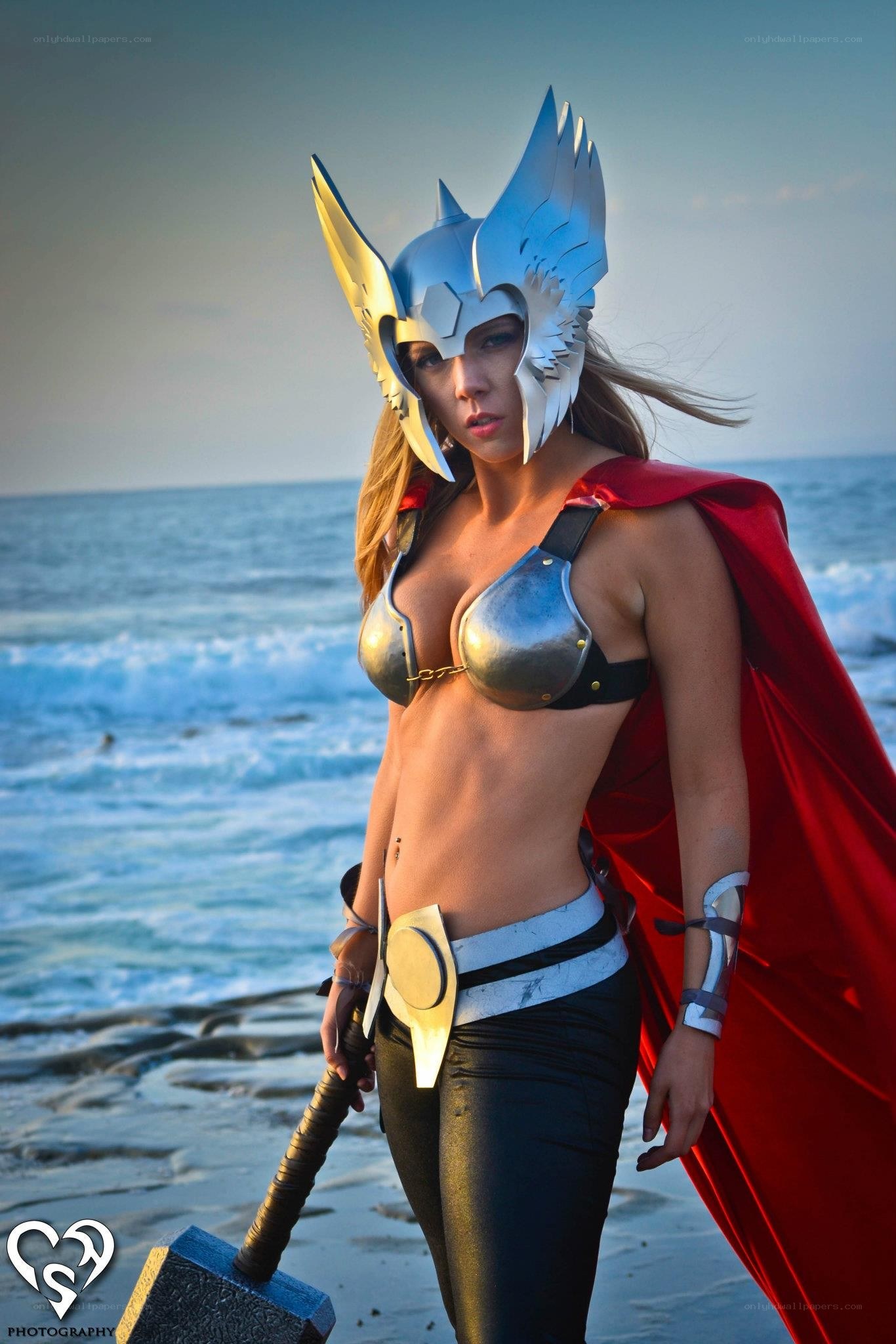 Thor cosplay at the beach