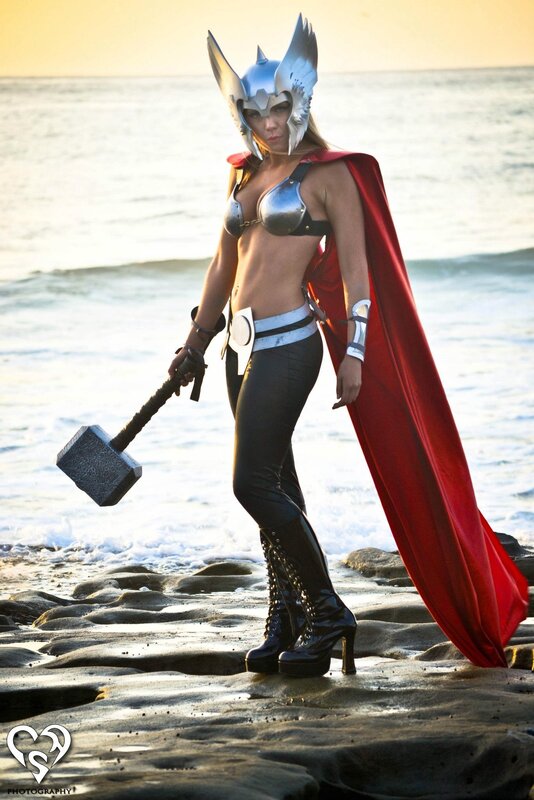 Thor cosplayer on beach