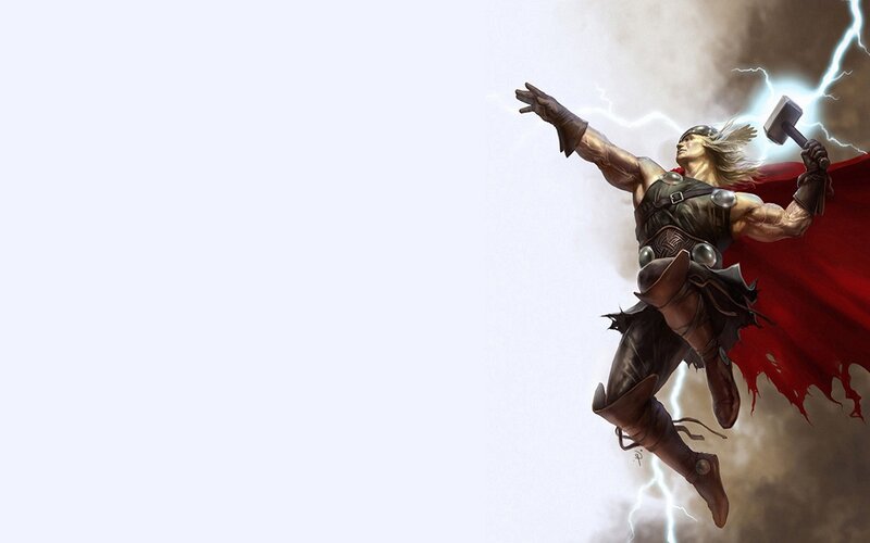 Thor Flying with Hammer — Red
