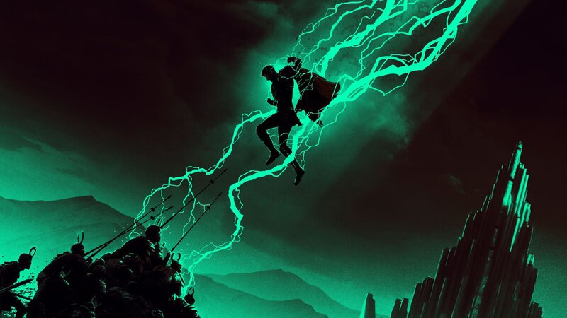 Thor Flying with Lightning