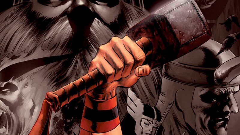 Thor Holding a Hammer — Red