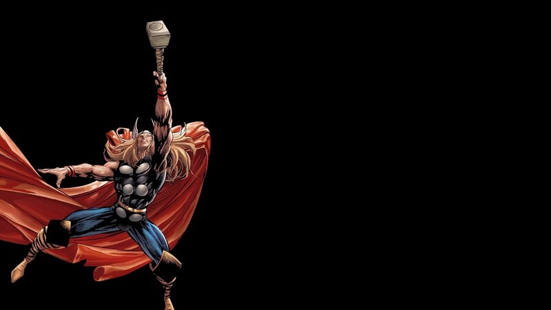 Thor Holding Hammer — Black, Dramatic, Comic