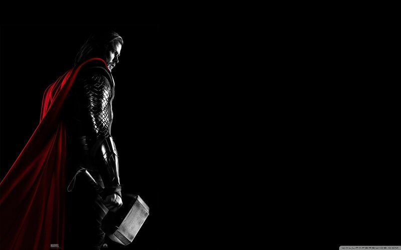Thor Holding Hammer — Black, Dramatic, Photograph, Cape