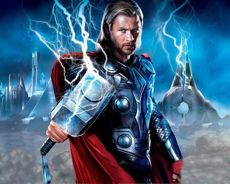 Thor Holding Hammer — Blue, Dramatic