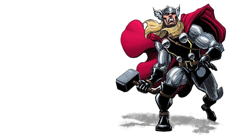 Thor Holding Hammer — Red, Dramatic, Comic, Cape