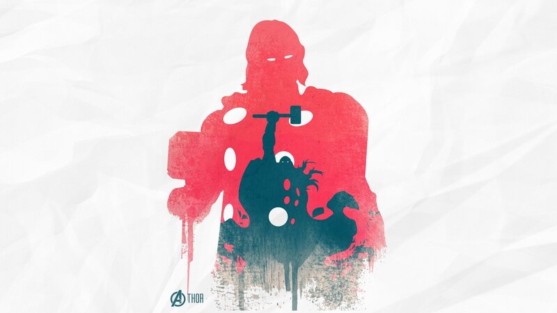 Thor Holding Hammer — Red, Dramatic, Digital Art, Shield