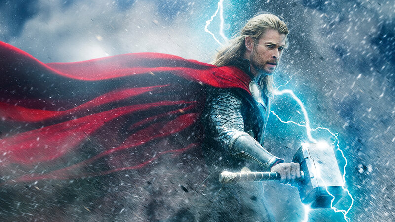 Thor Holding Hammer — Red, Dramatic, Photograph, Cape
