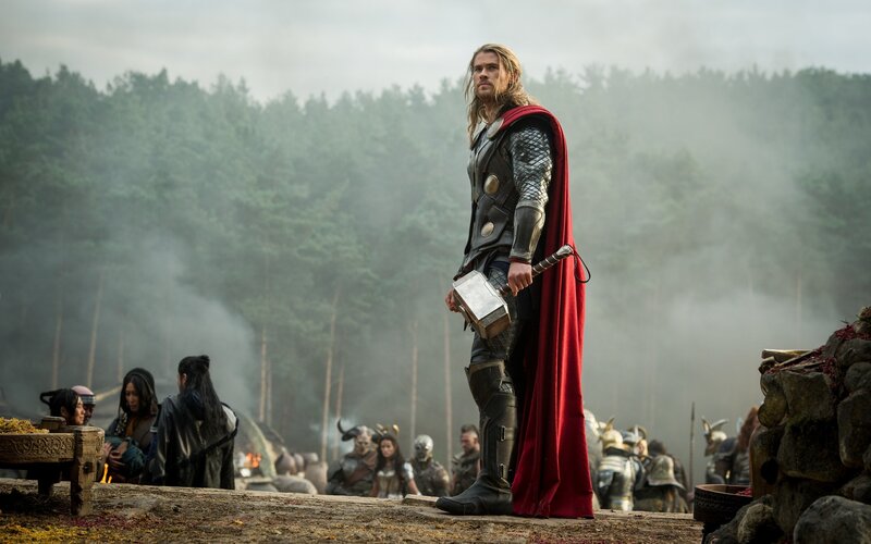 Thor Holding Hammer — Red, Dramatic, Photograph, Forest, Soldiers