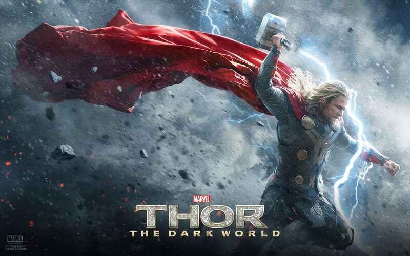 Thor Holding Hammer — Red, Dramatic, Photograph, Lightning