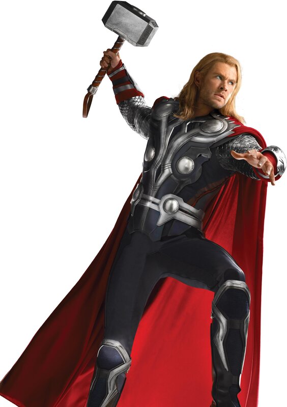 Thor Holding Hammer — Red, Heroic, Photograph