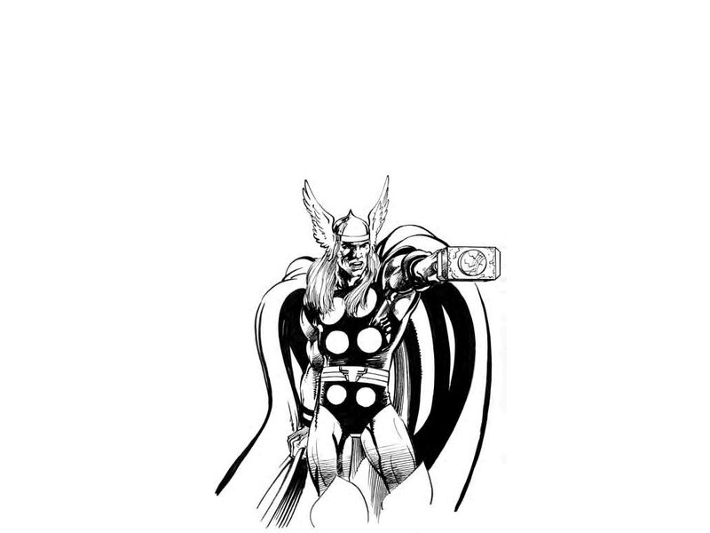 Thor Holding Mjolnir — Black, Dramatic