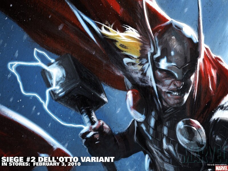 Thor Holding Mjolnir — Blue, Dramatic, Comic, Hammer