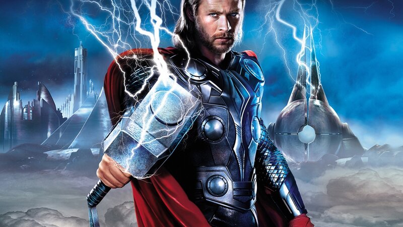 Thor Holding Mjolnir — Blue, Dramatic