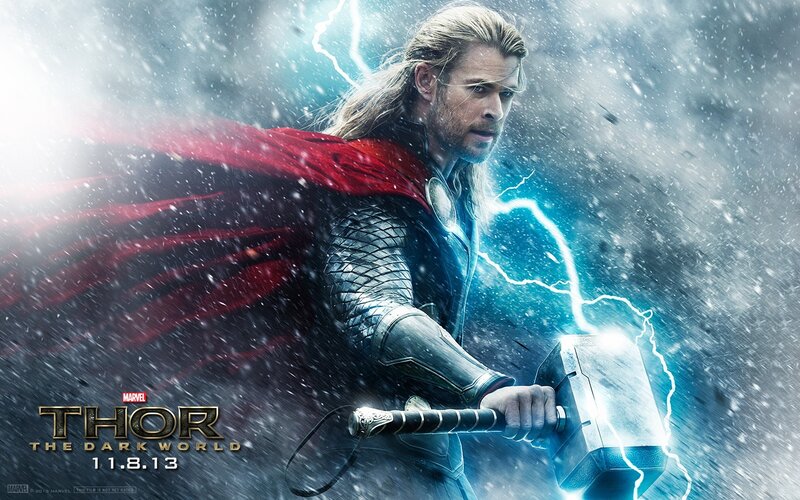 Thor Holding Mjolnir — Blue, Dramatic, Winter, Photograph