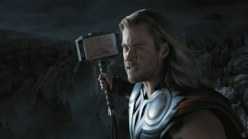 Thor Holding Mjolnir — Gray, Dramatic