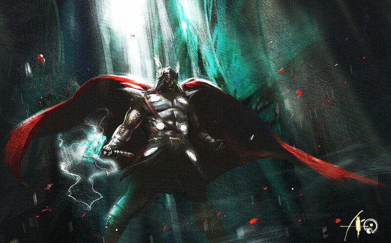 Thor in a dark cavern