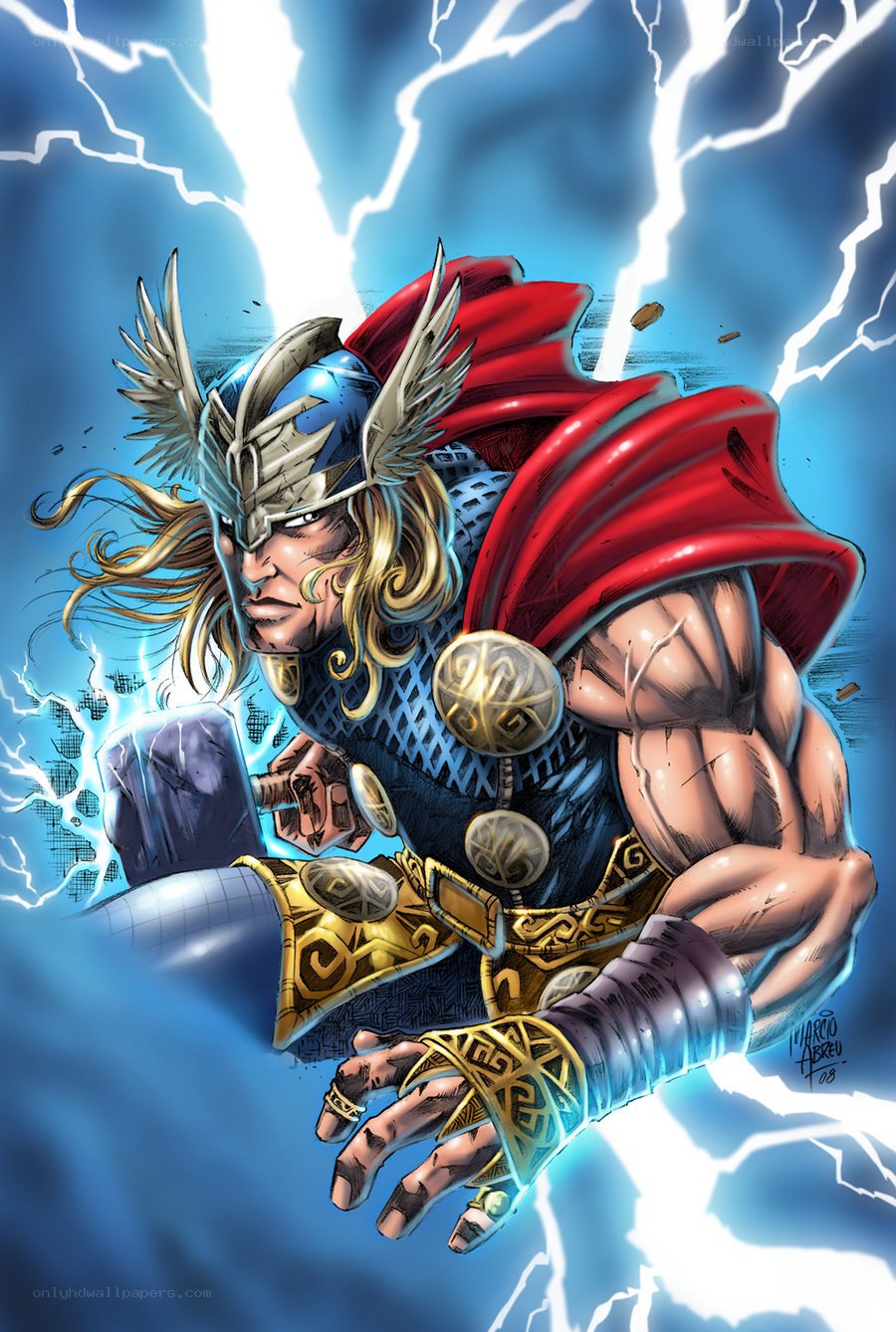 Thor in action with lightning