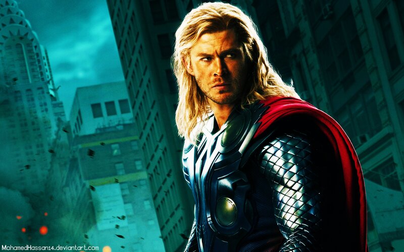 Thor in Armor — Blue, Dramatic, Digital Art