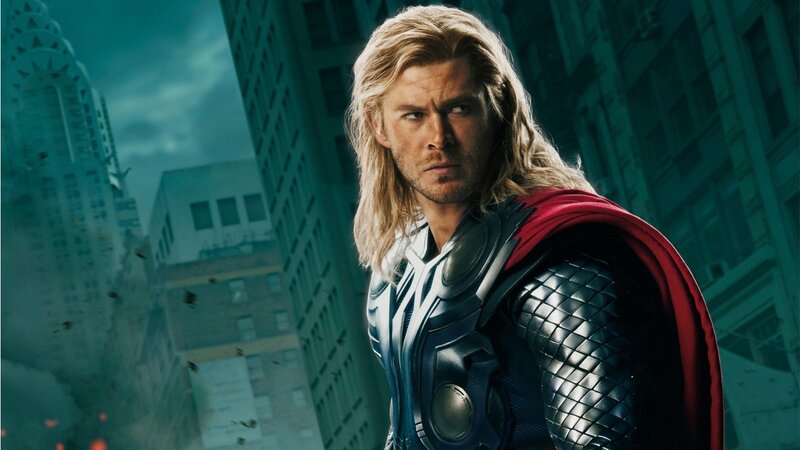 Thor in Armor — Blue, Dramatic, Photograph, City, Buildings, Red Cape