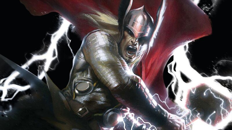 Thor in Armor — Red, Dramatic, Digital Art