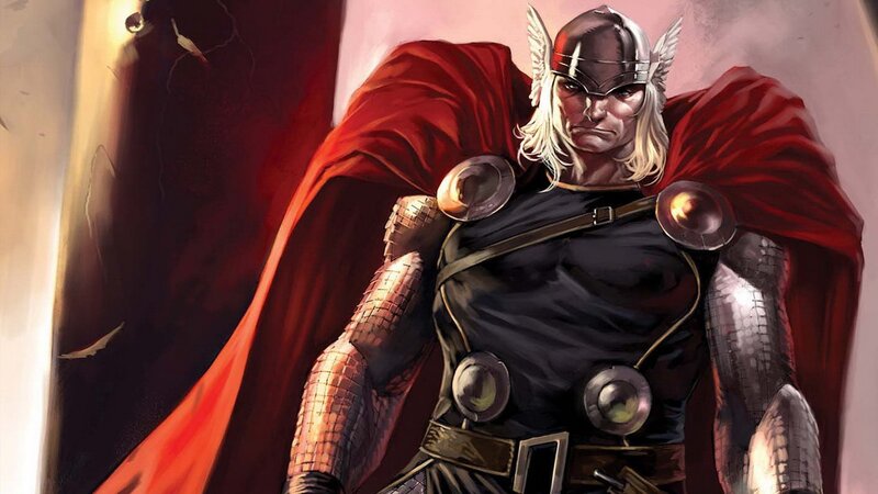Thor in Armor — Red, Dramatic