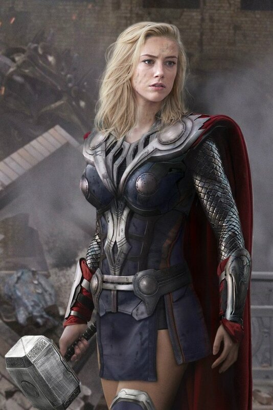 Thor in armor with Mjolnir
