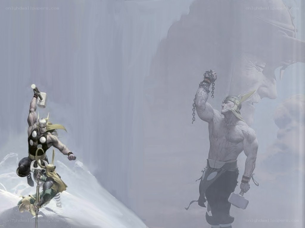 Thor in battle with a giant