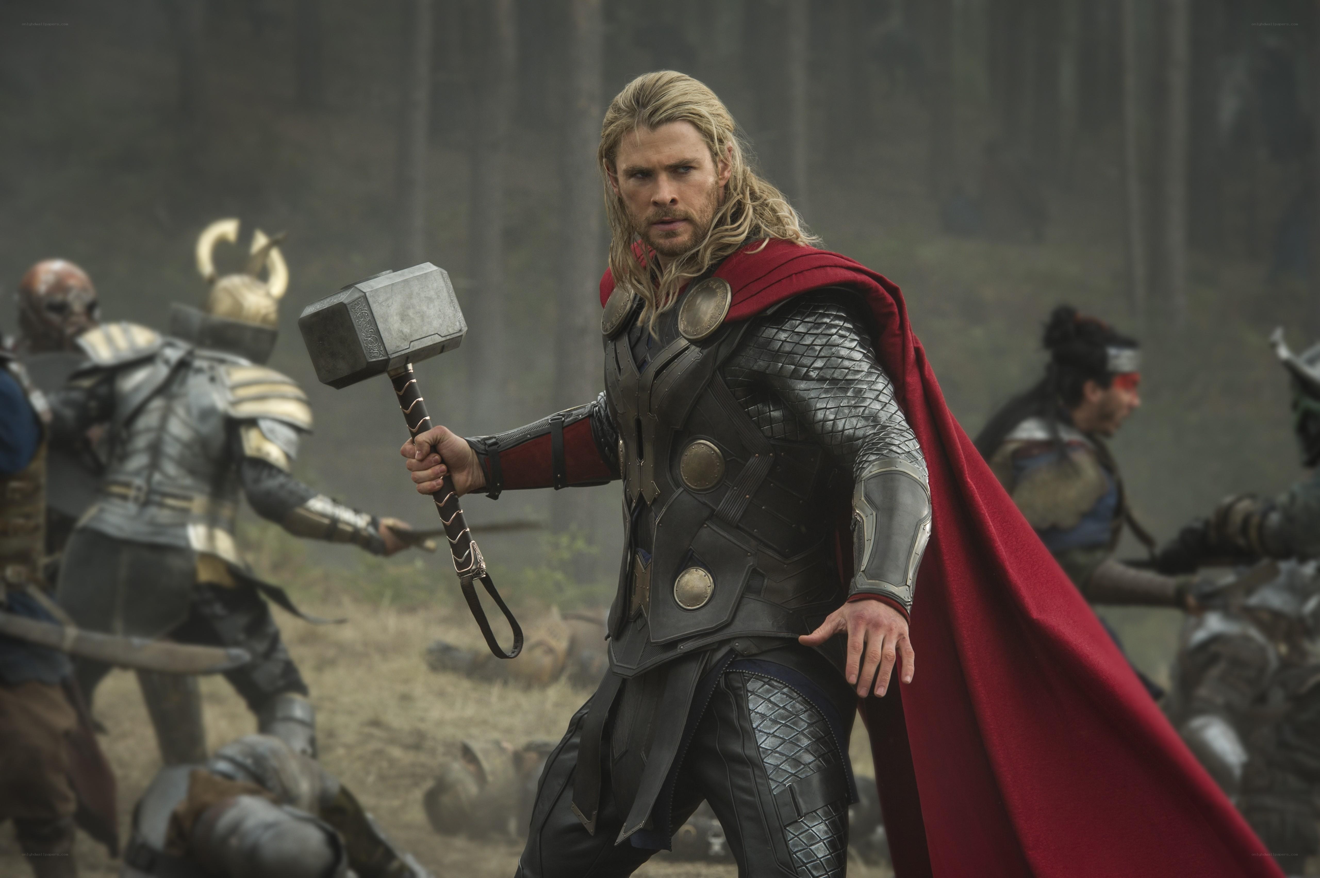 Thor in battle with Mjolnir